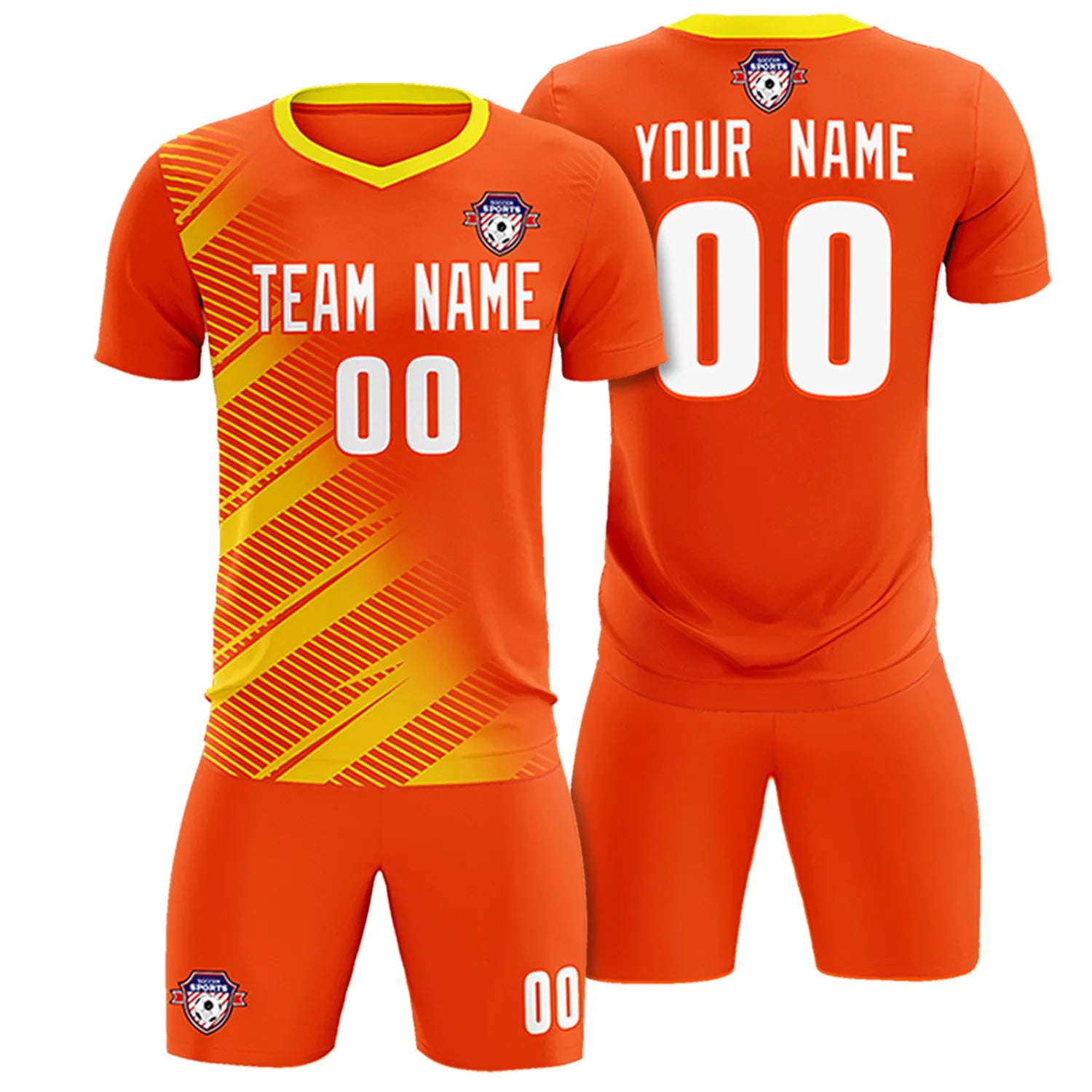Custom Orange Gold01 Casual Printing Sportswear Soccer Sets Jersey