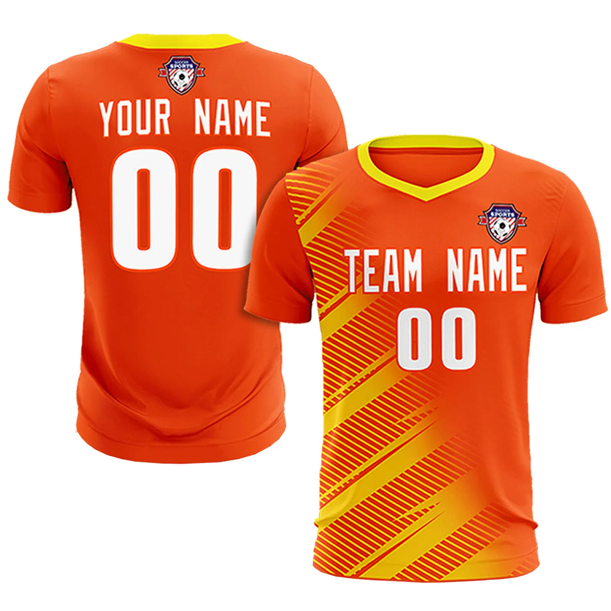 Custom Orange Gold01 Casual Printing Sportswear Soccer Sets Jersey