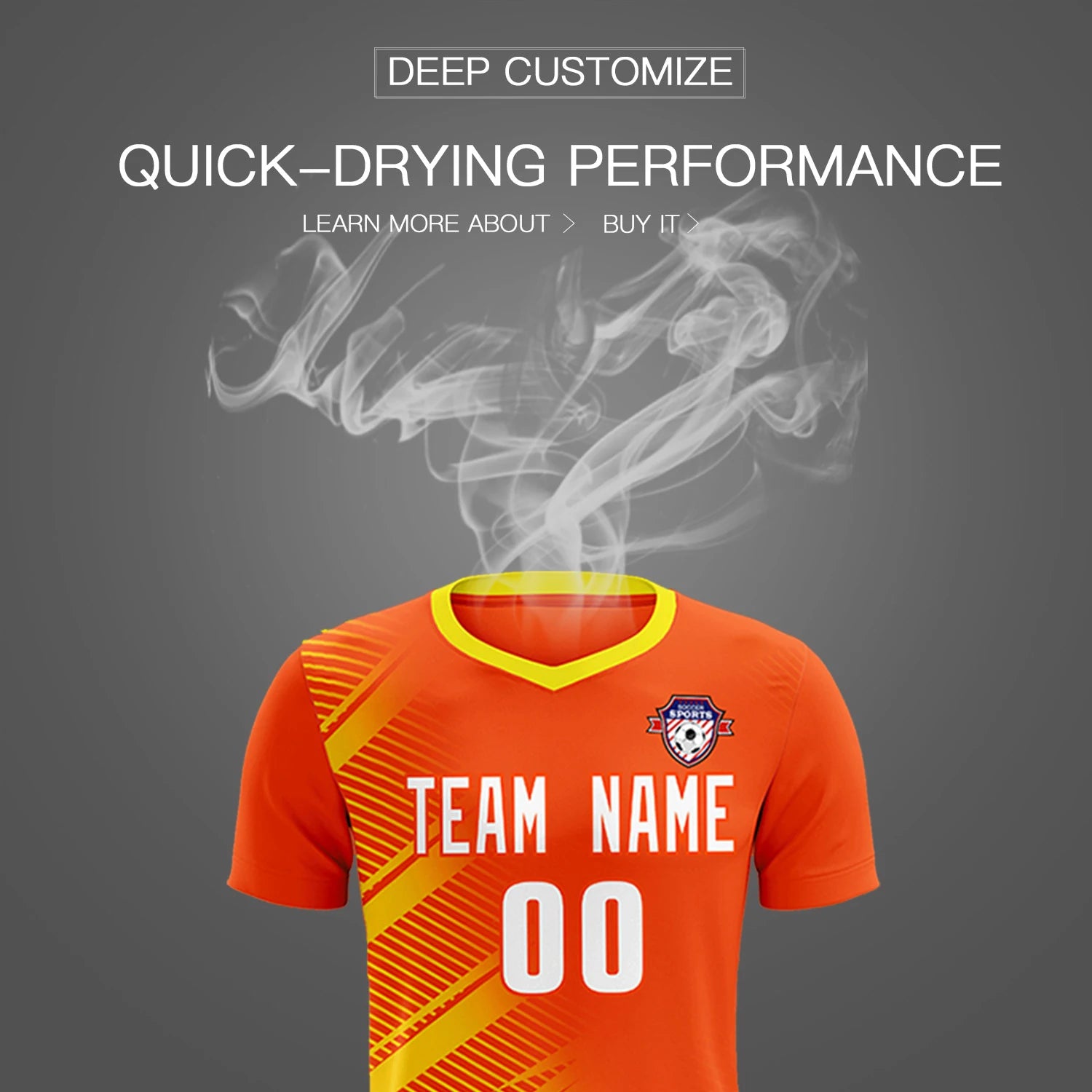 Custom Orange Gold01 Casual Printing Sportswear Soccer Sets Jersey