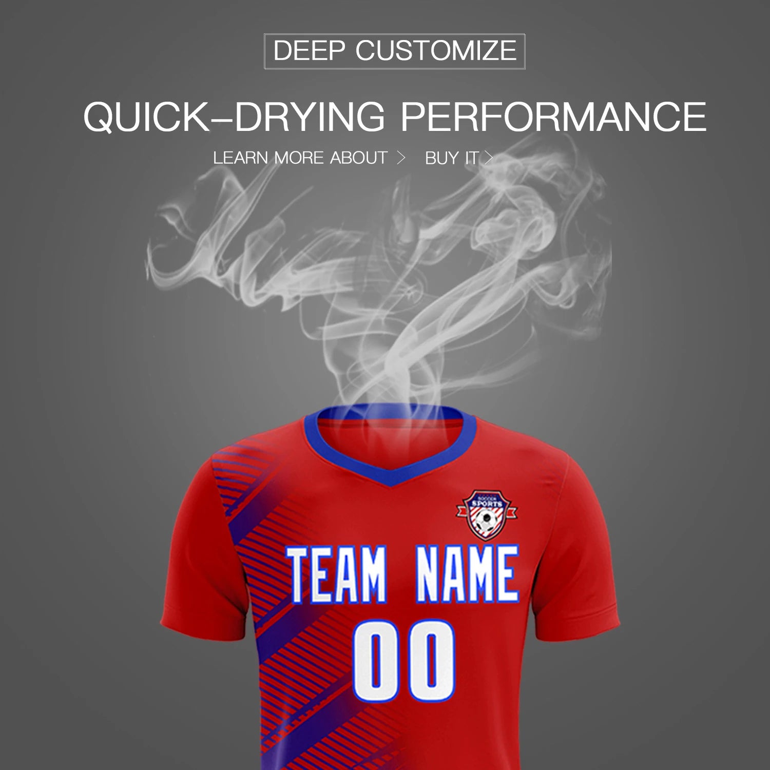 Custom Red Royal Blue Casual Printing Sportswear Soccer Sets Jersey