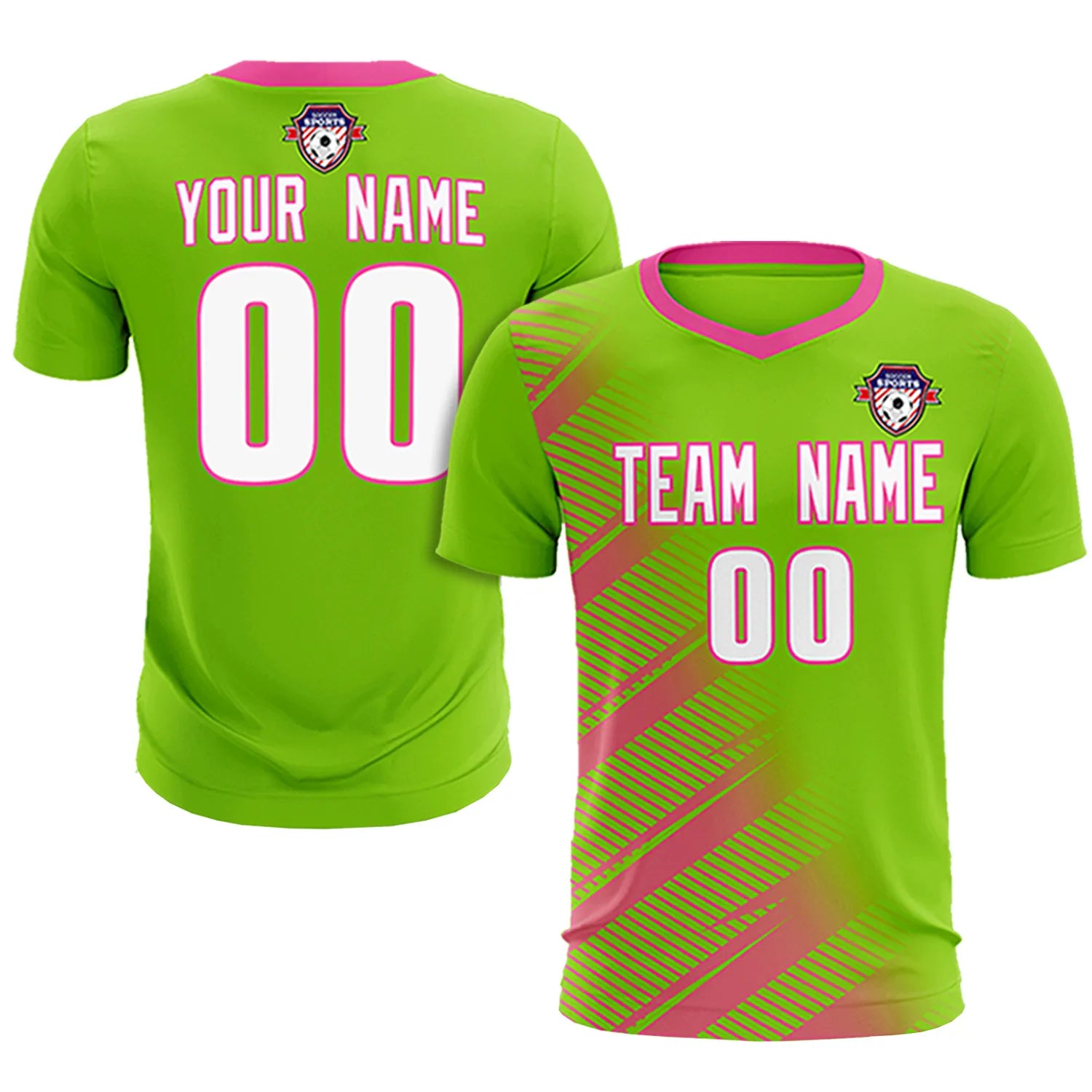 Custom Neon Green Orange Casual Printing Sportswear Soccer Sets Jersey