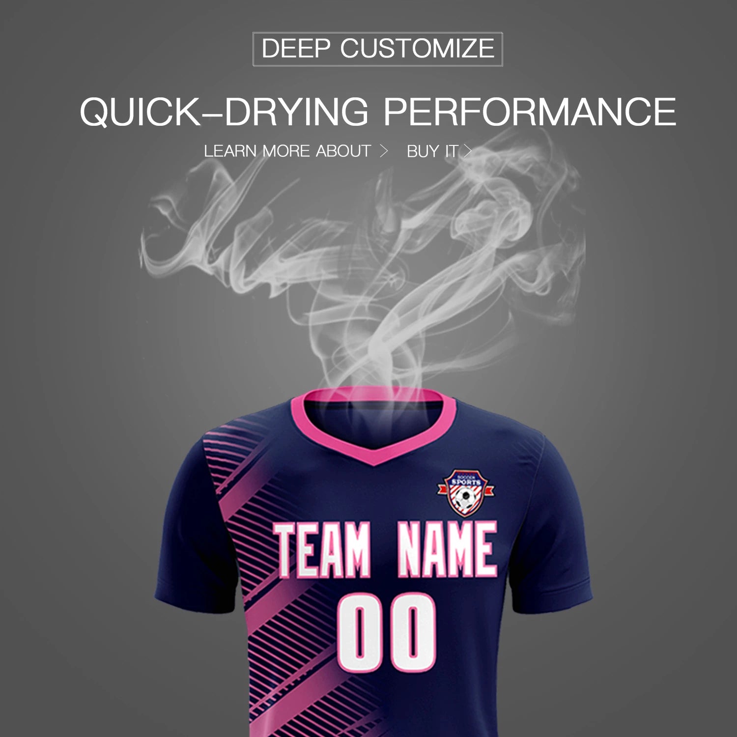 Custom Navy Pink Casual Printing Sportswear Soccer Sets Jersey