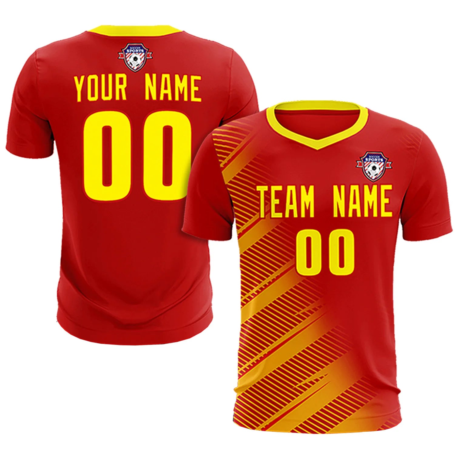 Custom Red Gold01 Casual Printing Sportswear Soccer Sets Jersey