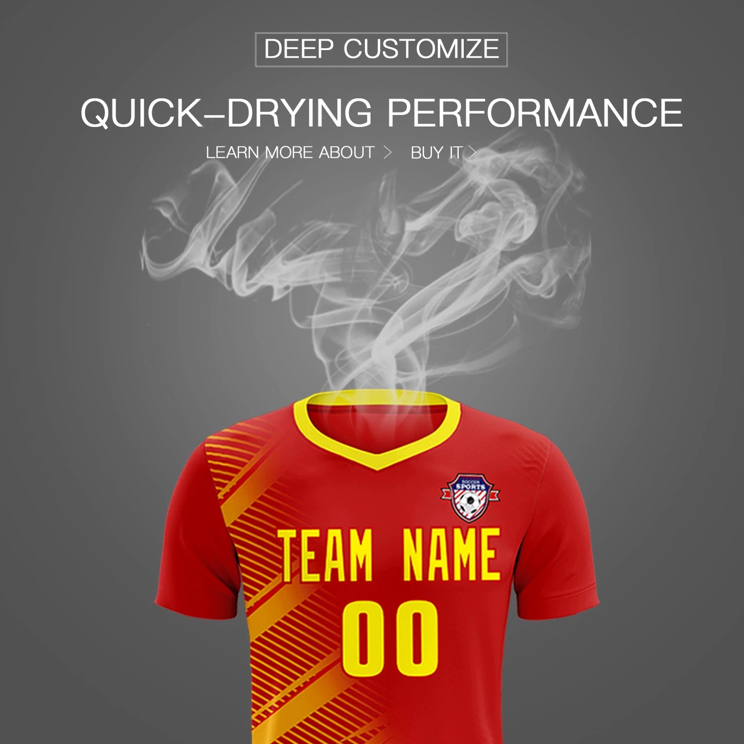 Custom Red Gold01 Casual Printing Sportswear Soccer Sets Jersey