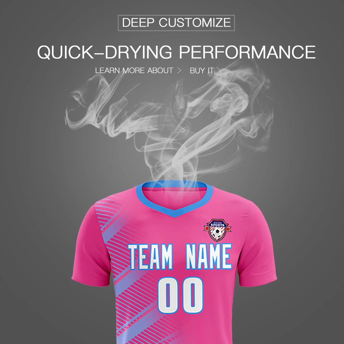 Custom Pink Powder Blue Casual Printing Sportswear Soccer Sets Jersey