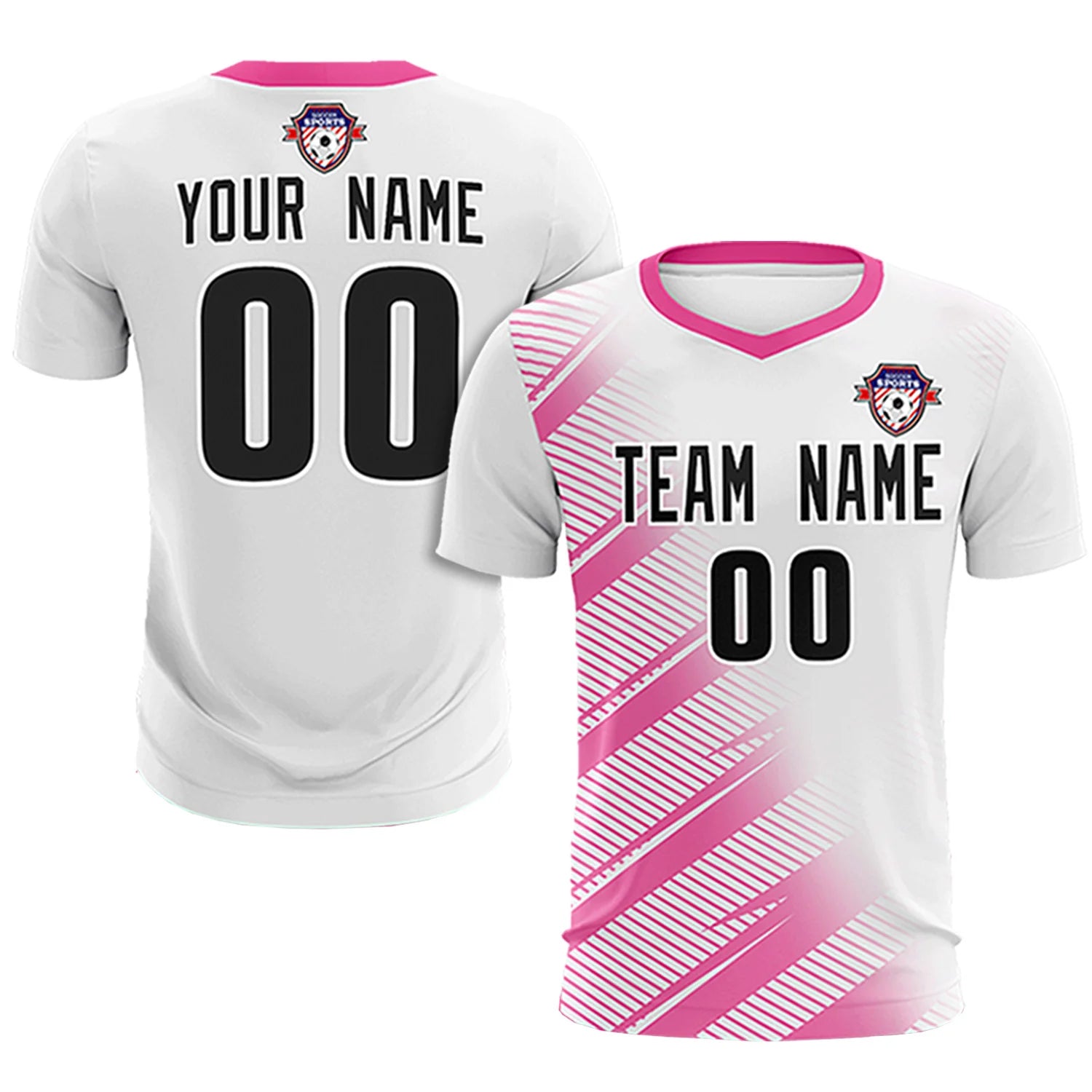 Custom White Pink Casual Printing Sportswear Soccer Sets Jersey