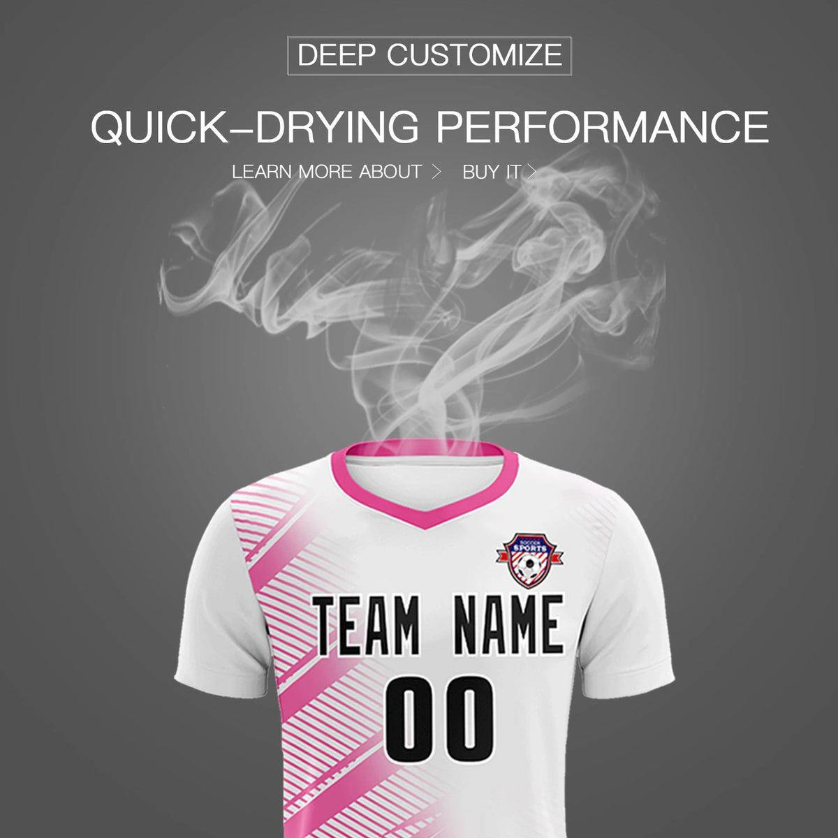 Custom White Pink Casual Printing Sportswear Soccer Sets Jersey