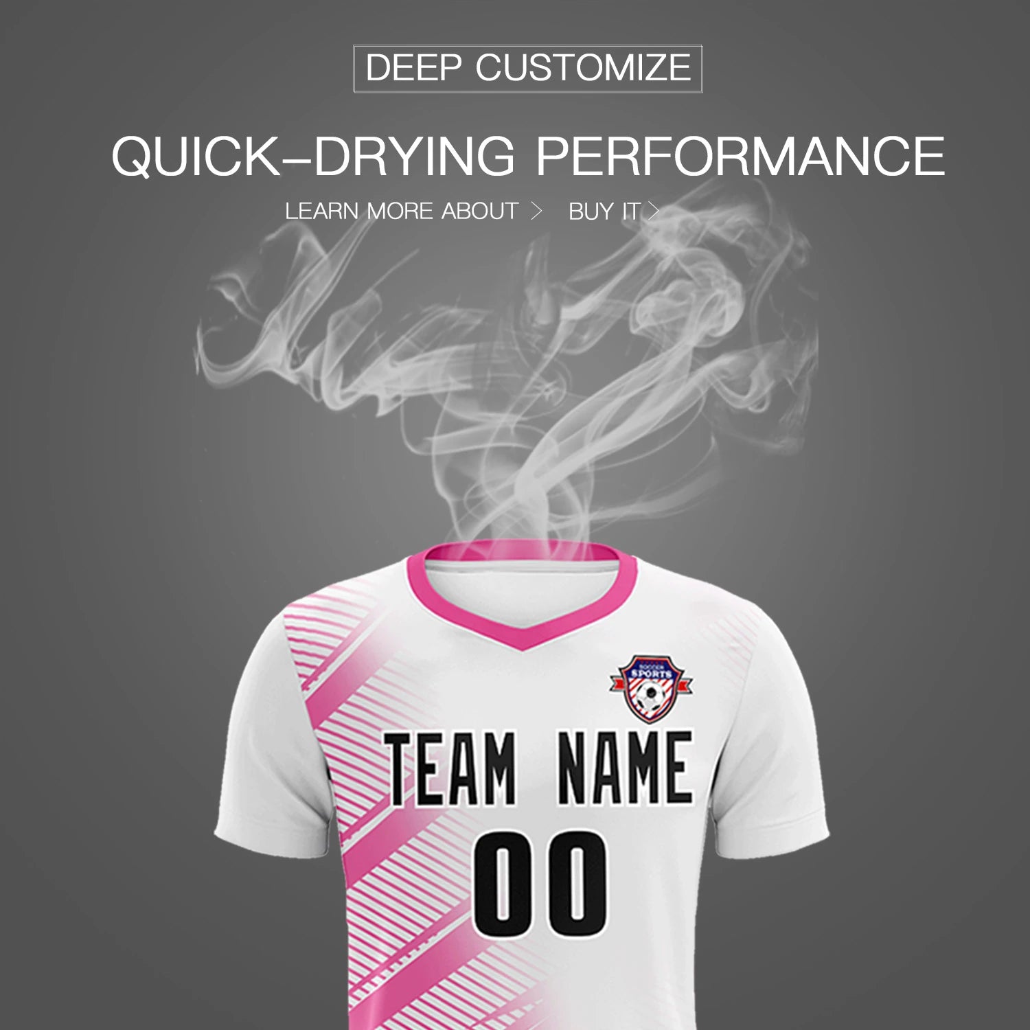 Custom White Pink Casual Printing Sportswear Soccer Sets Jersey