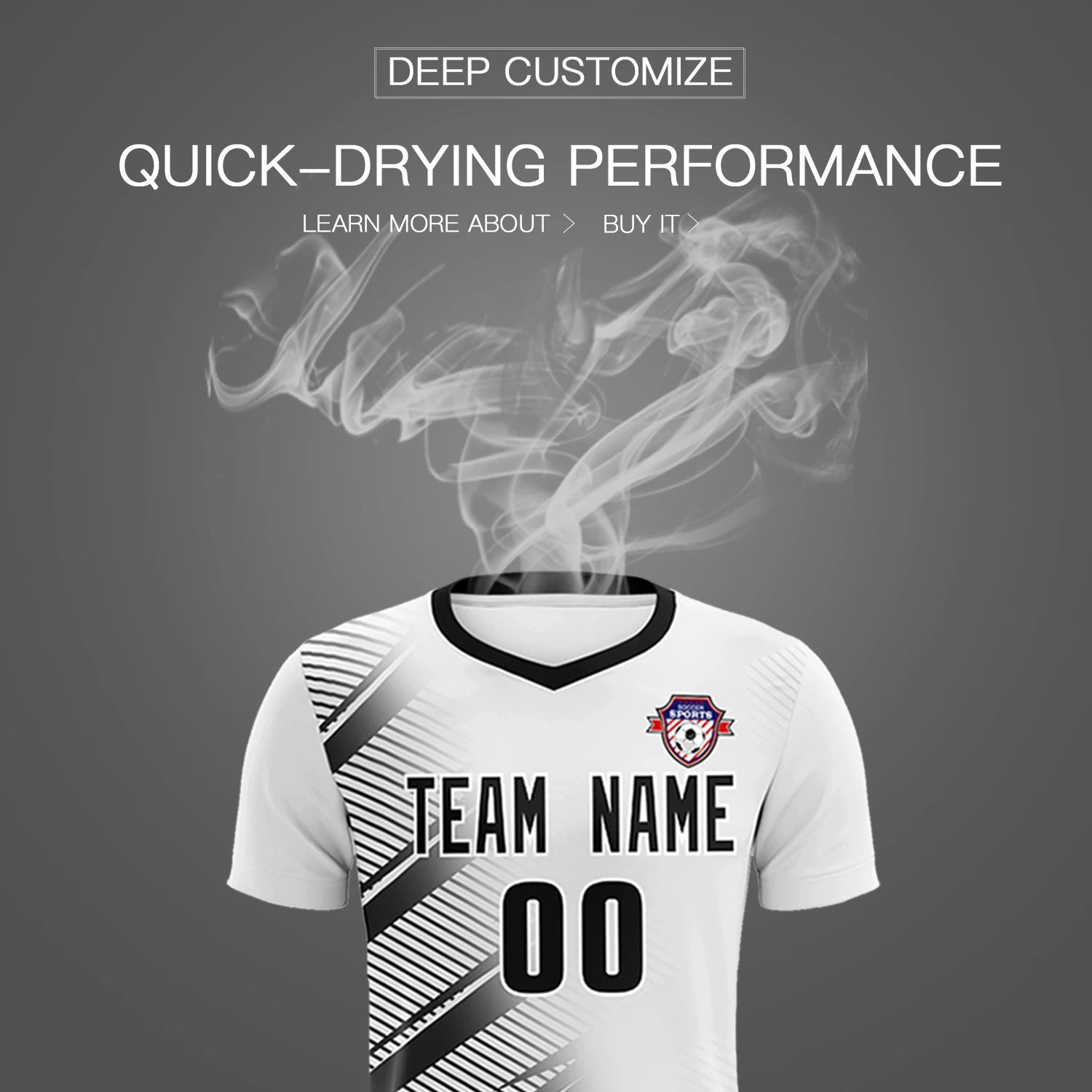 Custom White Black Casual Printing Sportswear Soccer Sets Jersey