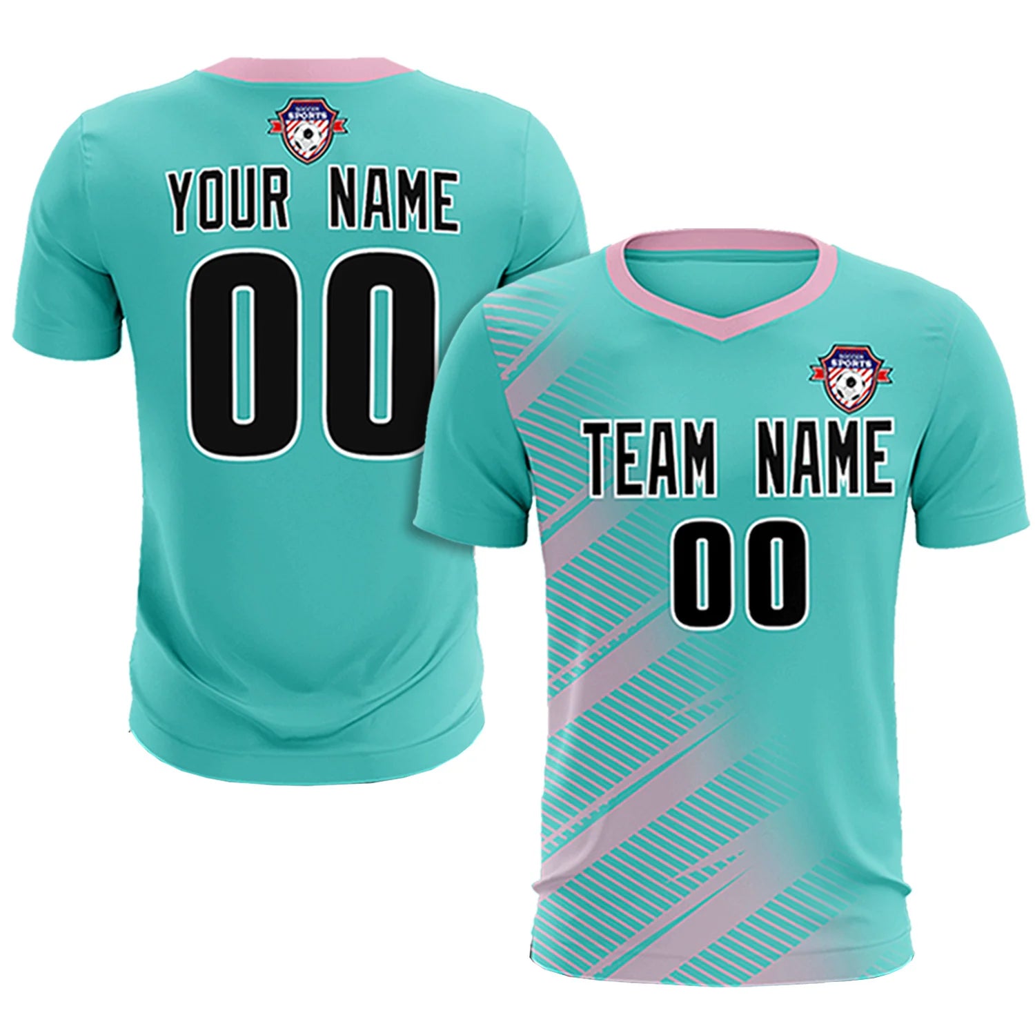 Custom Bright Green Light Pink Casual Printing Sportswear Soccer Sets Jersey