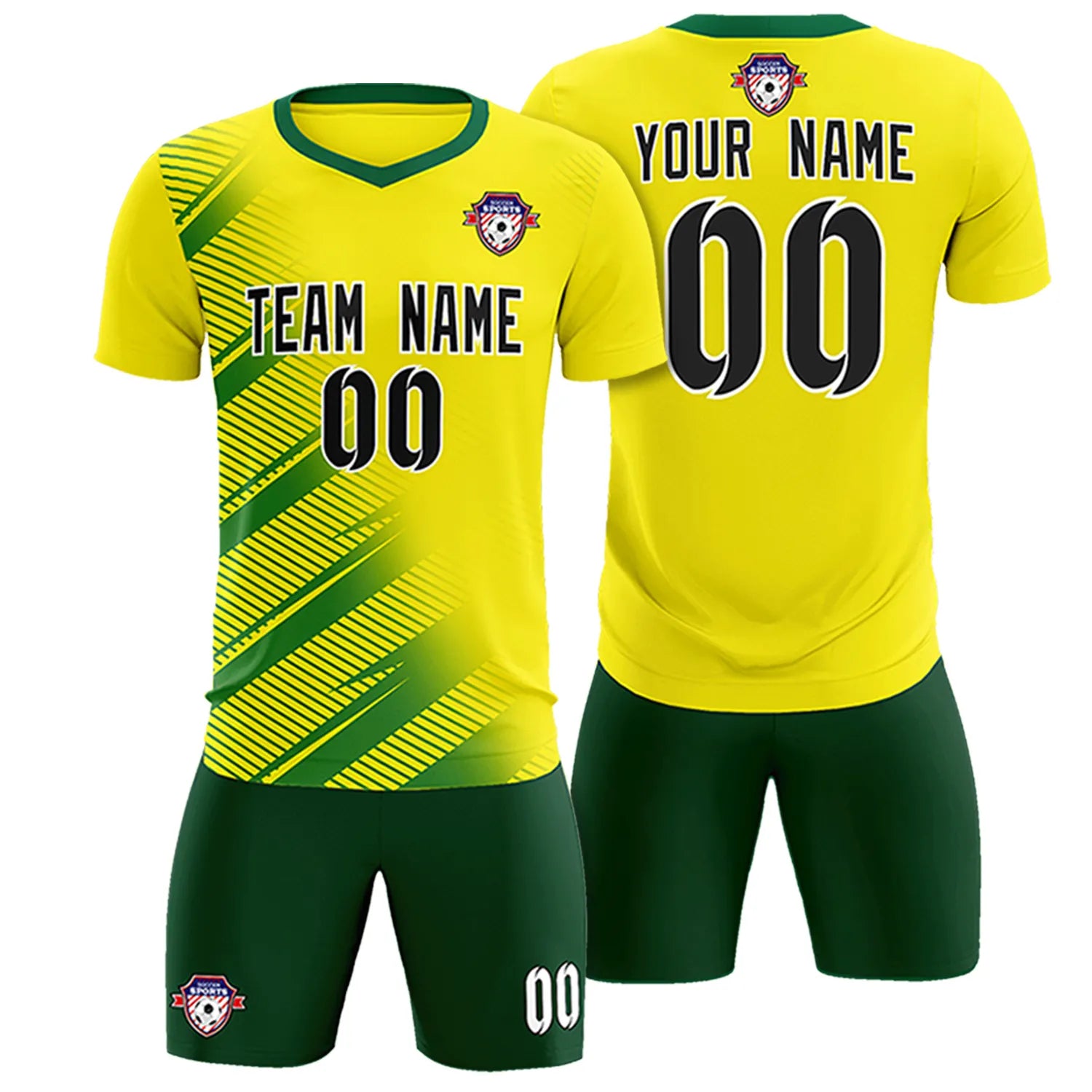 Custom Gold01 Green Casual Printing Sportswear Soccer Sets Jersey