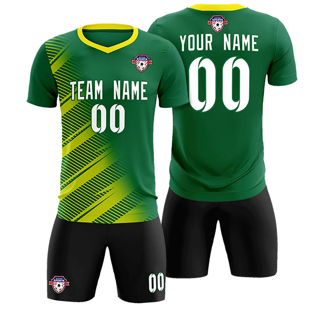 Custom Green Gold01 Casual Printing Sportswear Soccer Sets Jersey