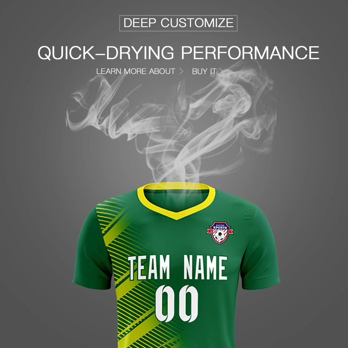Custom Green Gold01 Casual Printing Sportswear Soccer Sets Jersey
