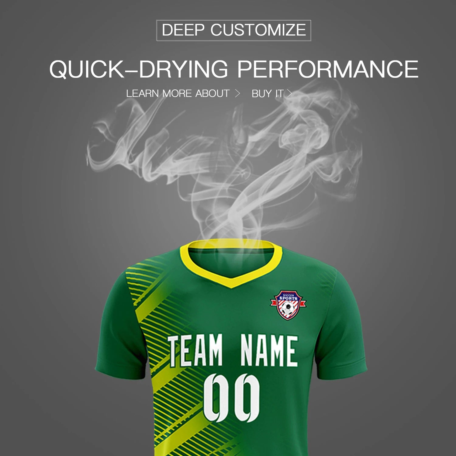 Custom Green Gold01 Casual Printing Sportswear Soccer Sets Jersey