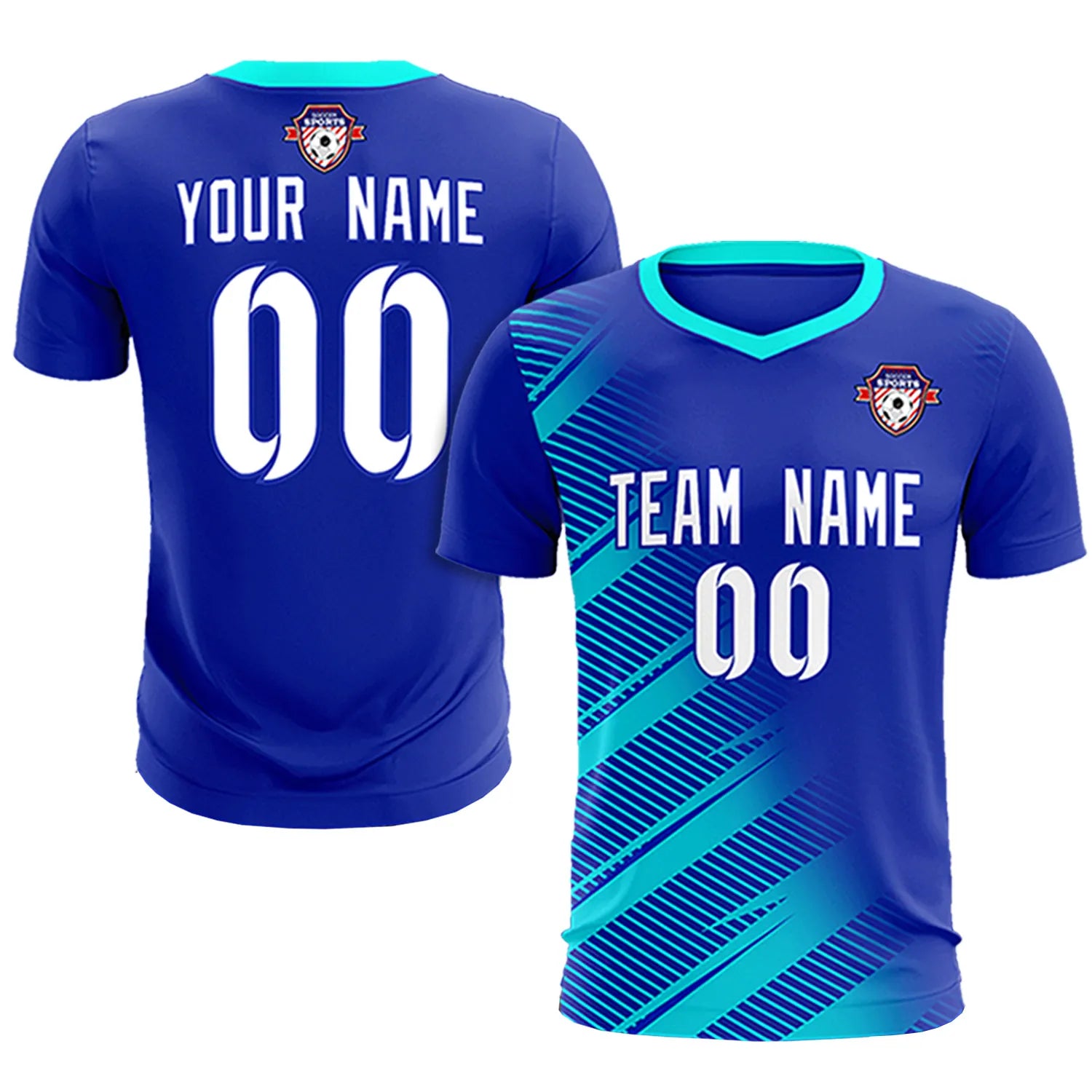 Custom Royal Blue Sky Blue Casual Printing Sportswear Soccer Sets Jersey