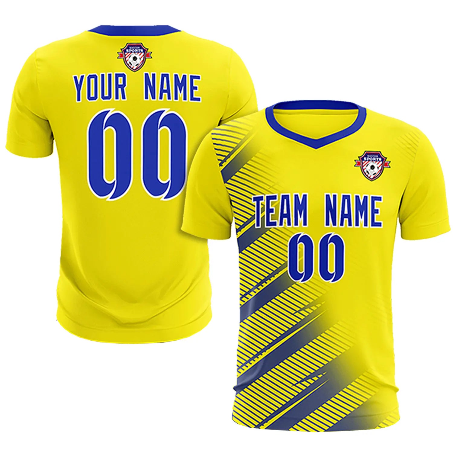 Custom Gold01 Royal Blue Casual Printing Sportswear Soccer Sets Jersey