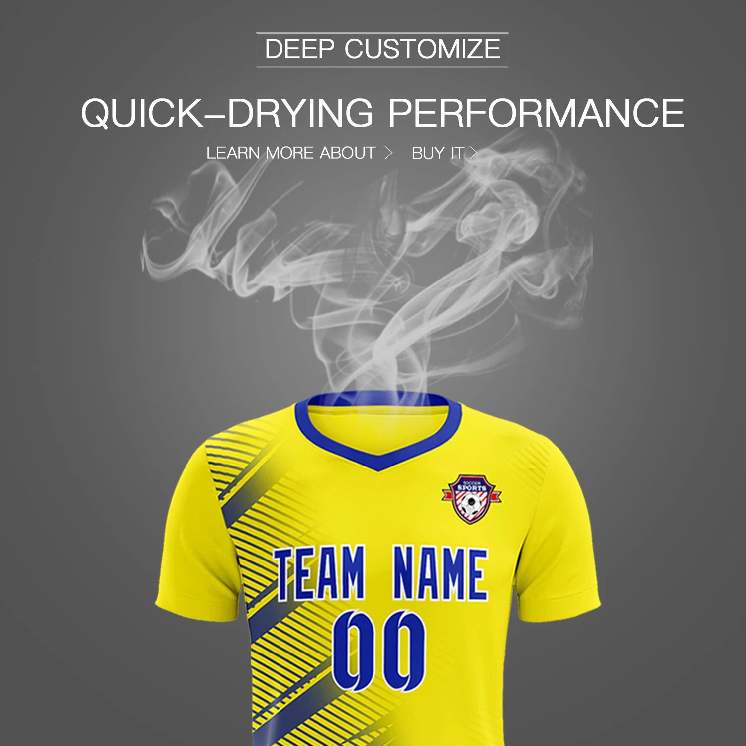 Custom Gold01 Royal Blue Casual Printing Sportswear Soccer Sets Jersey