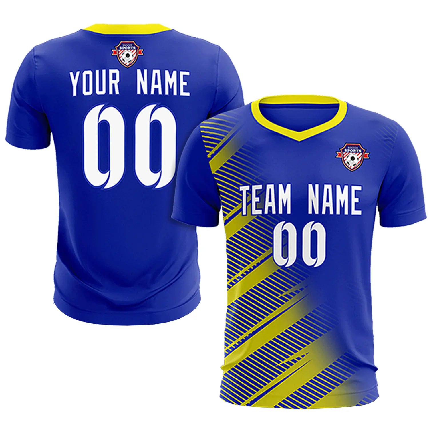 Custom Royal Blue Gold01 Casual Printing Sportswear Soccer Sets Jersey