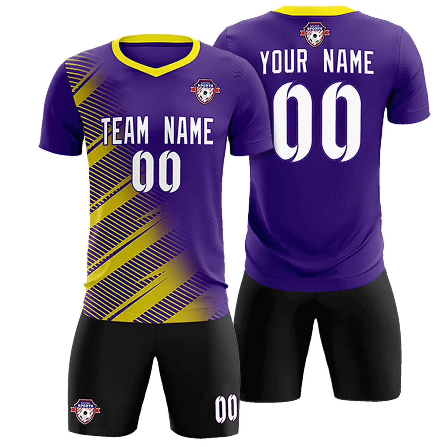 Custom Purple Gold01 Casual Printing Sportswear Soccer Sets Jersey