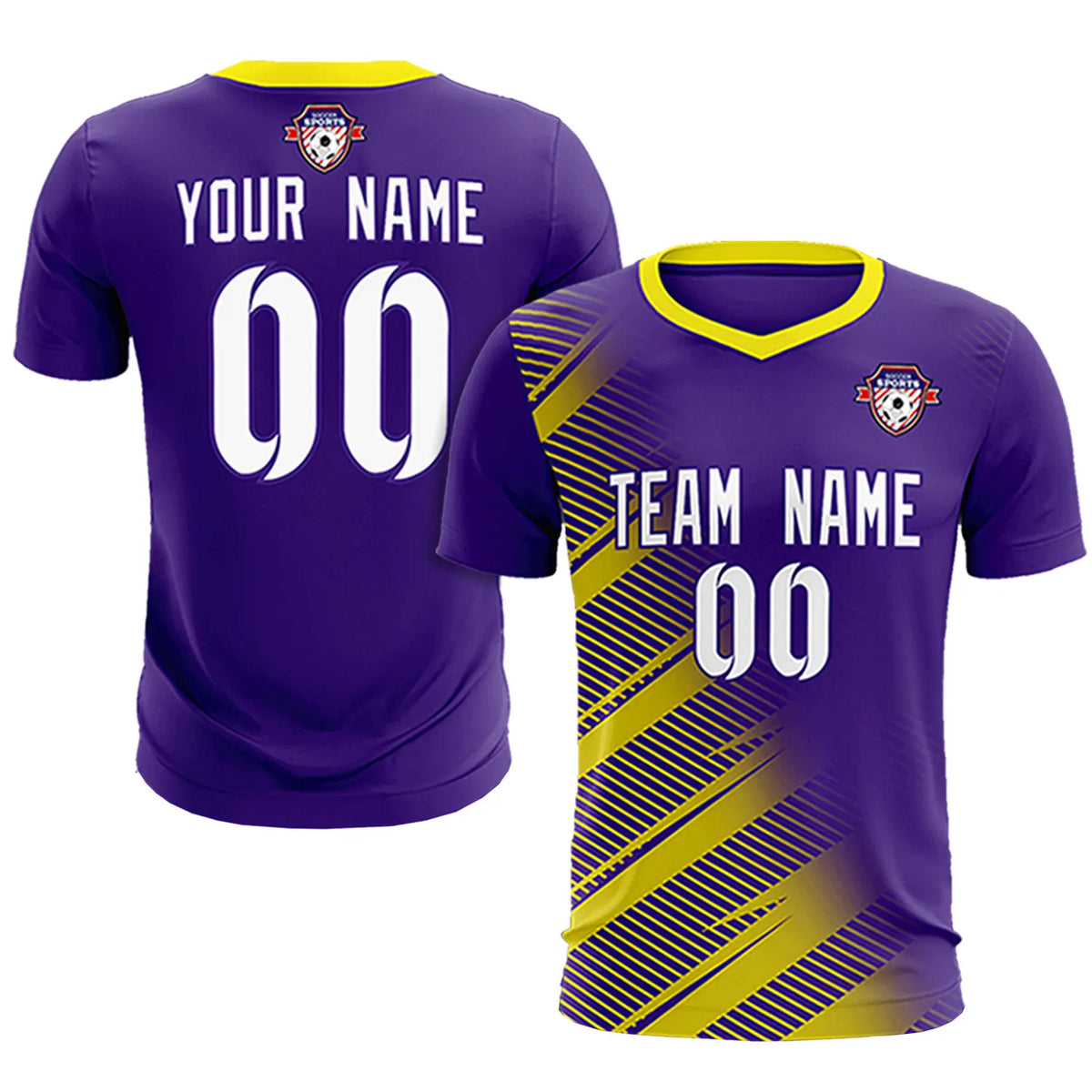 Custom Purple Gold01 Casual Printing Sportswear Soccer Sets Jersey