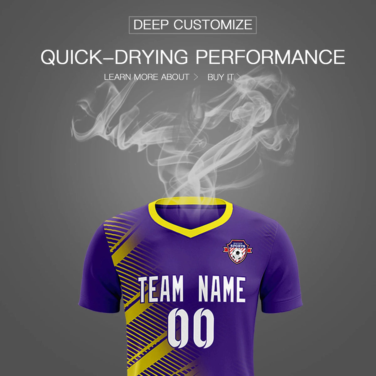Custom Purple Gold01 Casual Printing Sportswear Soccer Sets Jersey