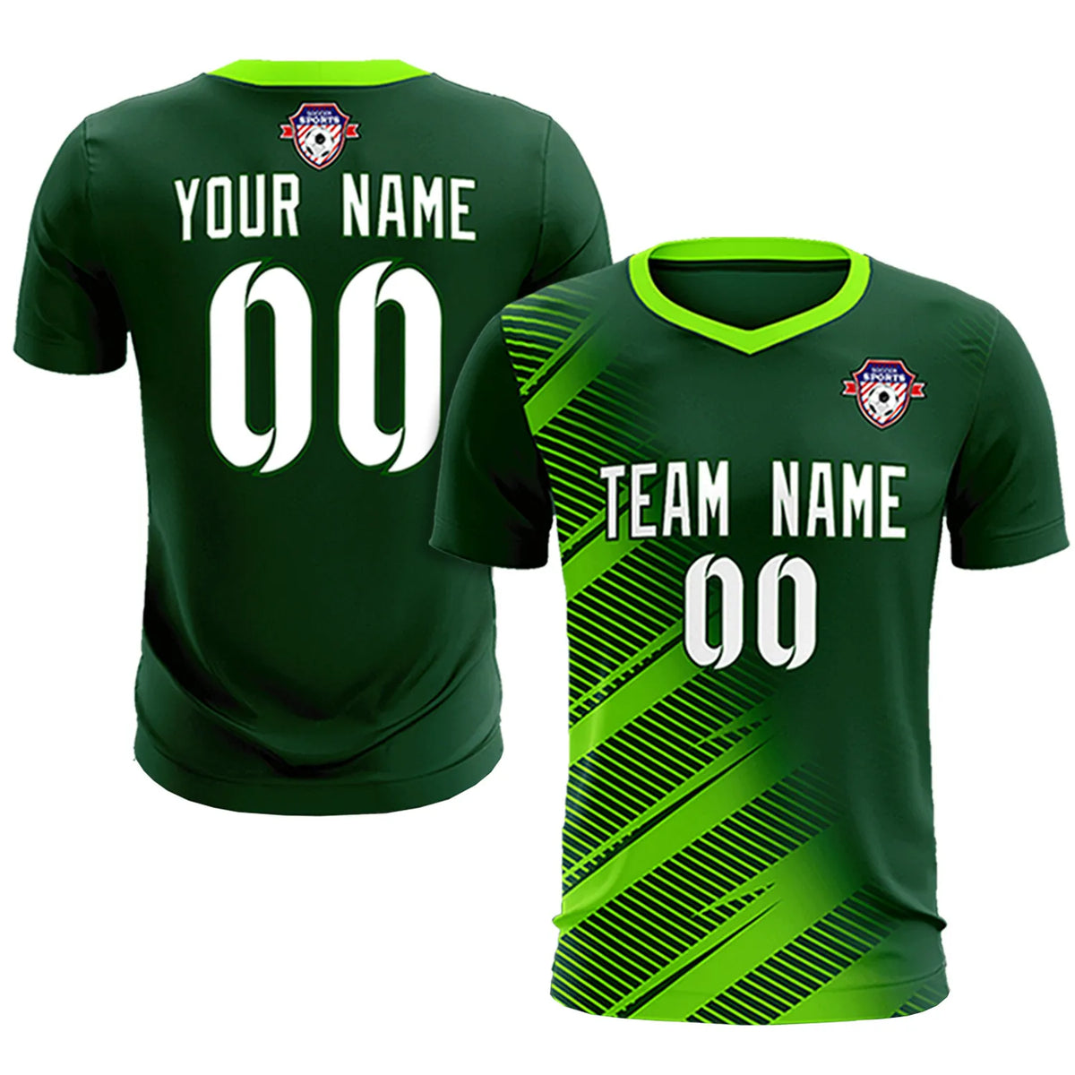 Custom Green Neon Green Casual Printing Sportswear Soccer Sets Jersey