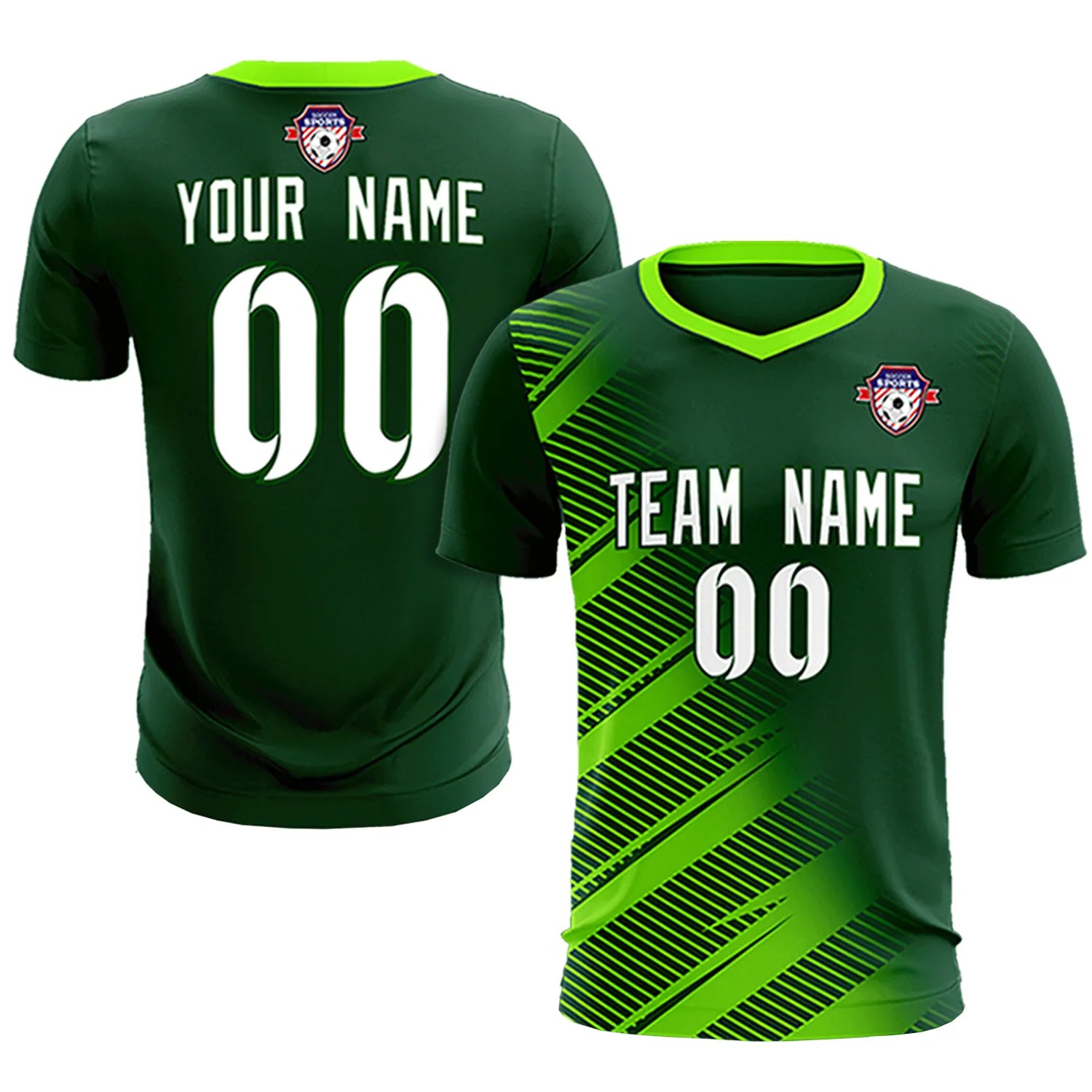 Custom Green Neon Green Casual Printing Sportswear Soccer Sets Jersey