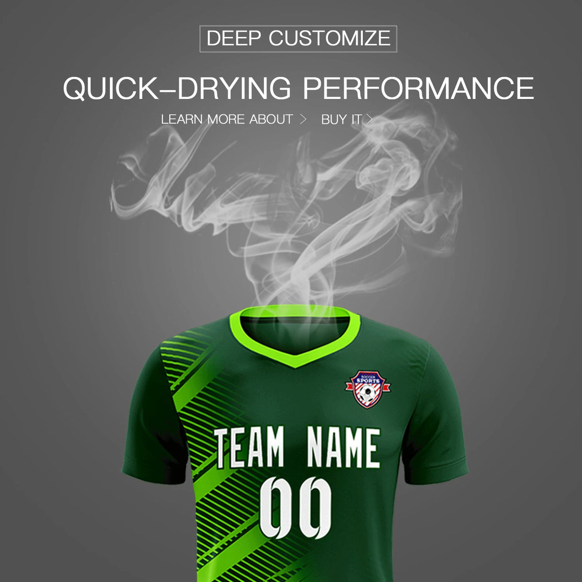 Custom Green Neon Green Casual Printing Sportswear Soccer Sets Jersey