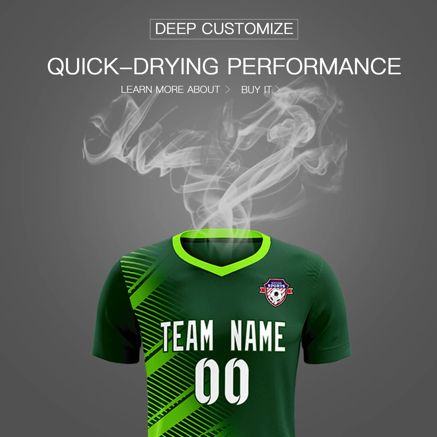 Custom Green Neon Green Casual Printing Sportswear Soccer Sets Jersey