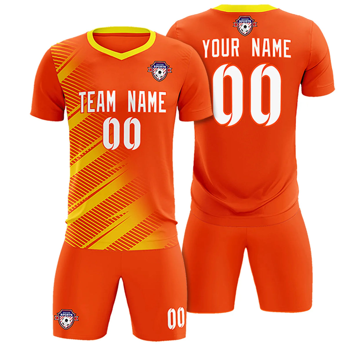 Custom Orange Gold01 Casual Printing Sportswear Soccer Sets Jersey