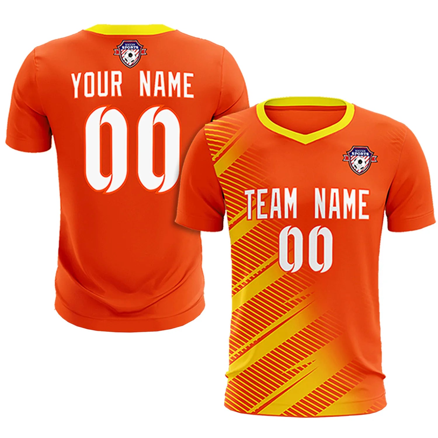 Custom Orange Gold01 Casual Printing Sportswear Soccer Sets Jersey