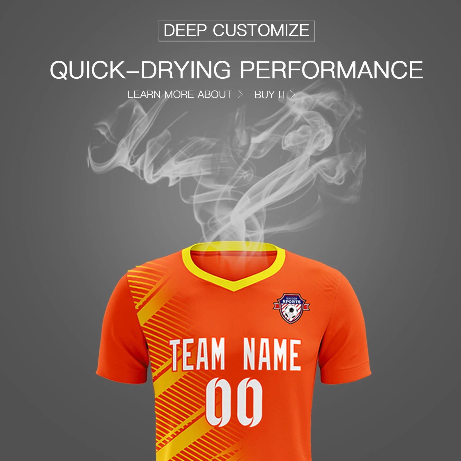 Custom Orange Gold01 Casual Printing Sportswear Soccer Sets Jersey