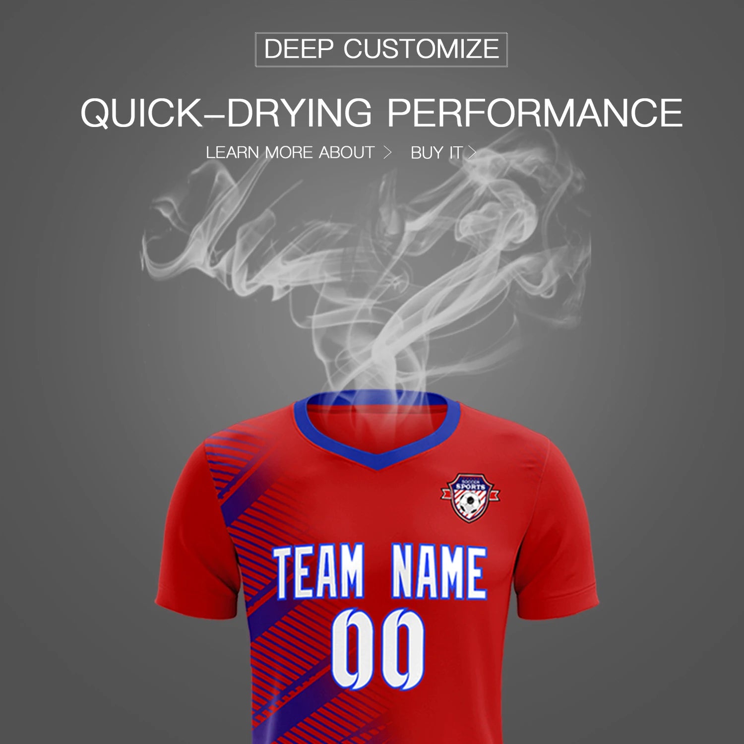 Custom Red Royal Blue Casual Printing Sportswear Soccer Sets Jersey