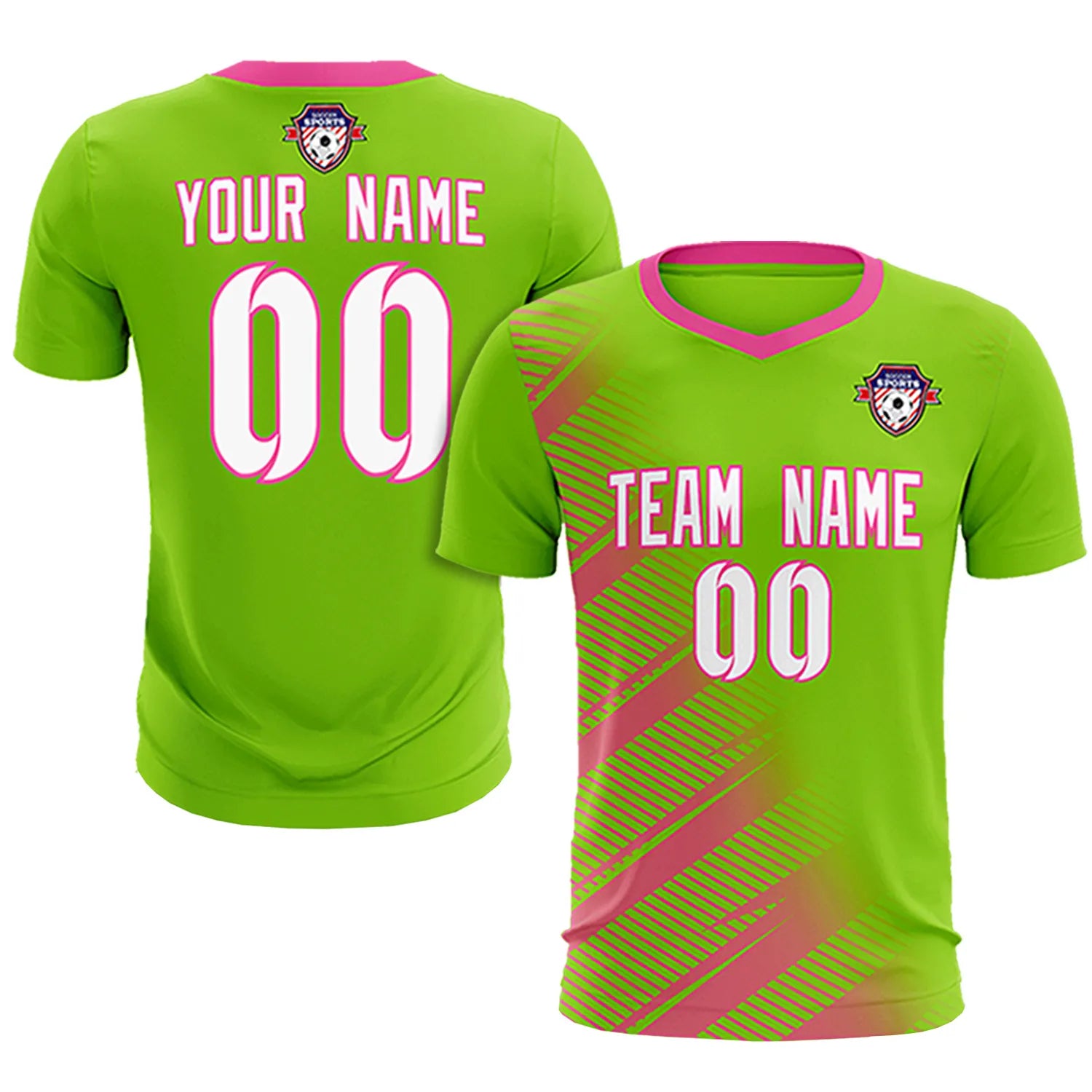 Custom Neon Green Orange Casual Printing Sportswear Soccer Sets Jersey