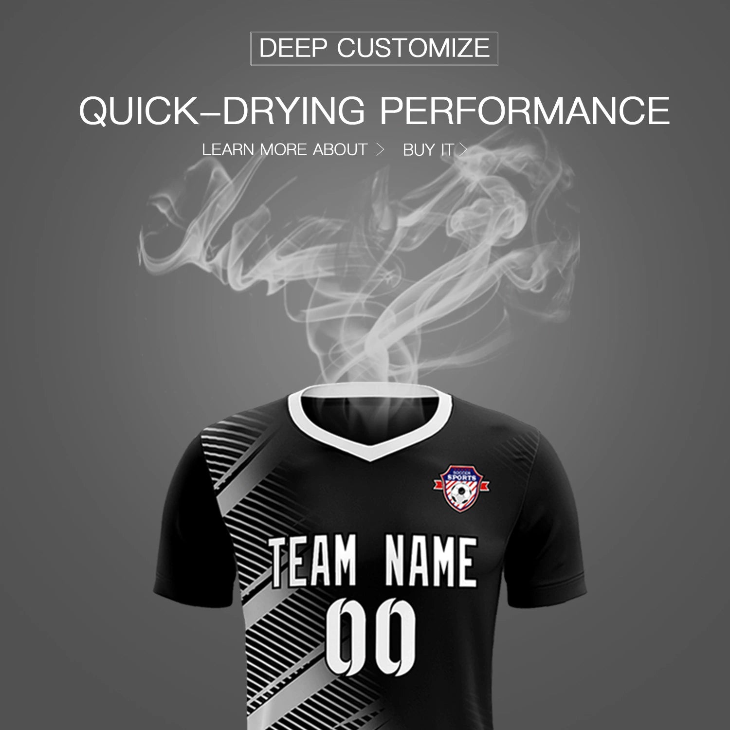 Custom Black White Casual Printing Sportswear Soccer Sets Jersey