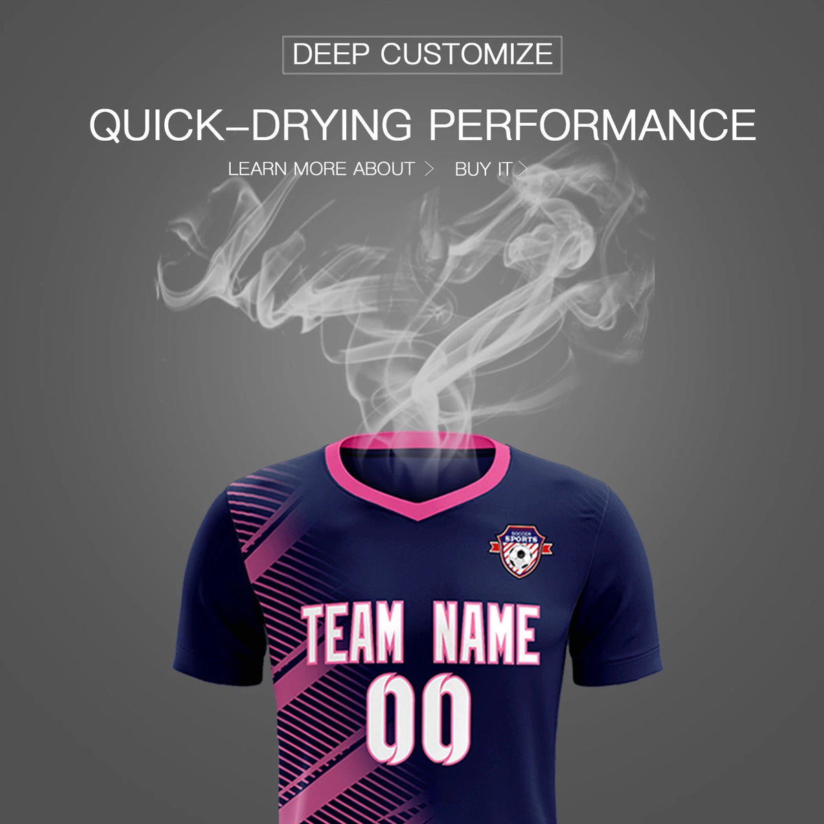 Custom Navy Pink Casual Printing Sportswear Soccer Sets Jersey