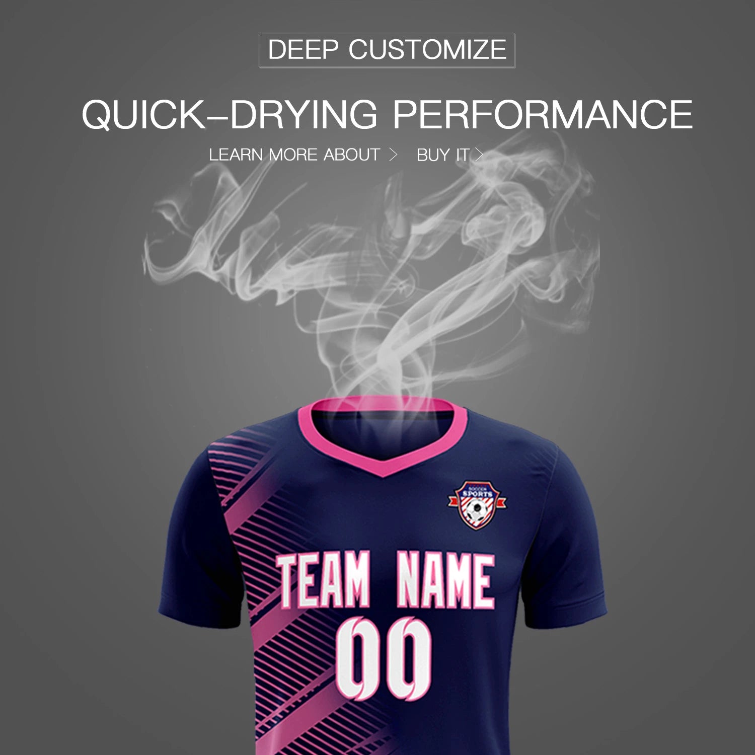 Custom Navy Pink Casual Printing Sportswear Soccer Sets Jersey