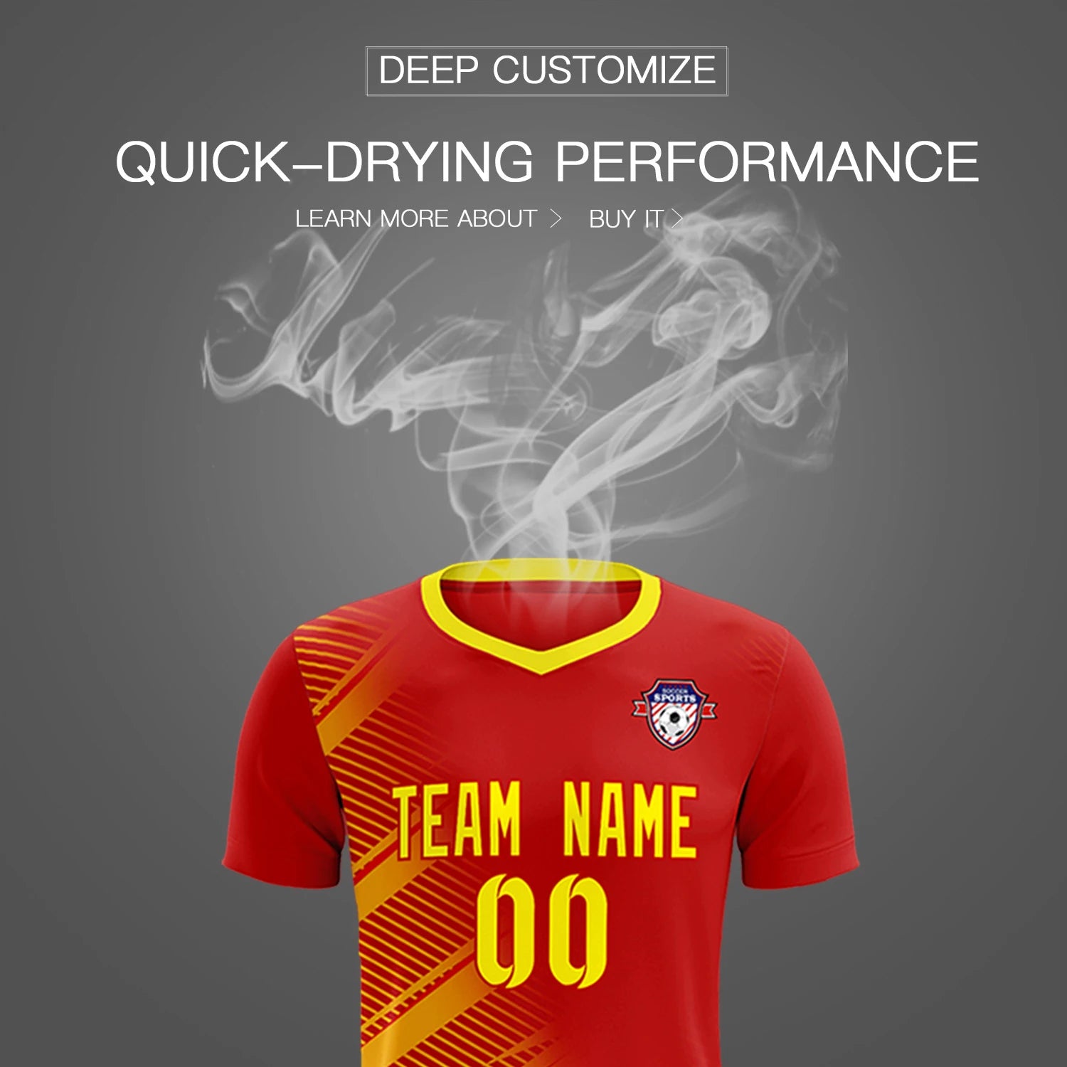 Custom Red Gold01 Casual Printing Sportswear Soccer Sets Jersey
