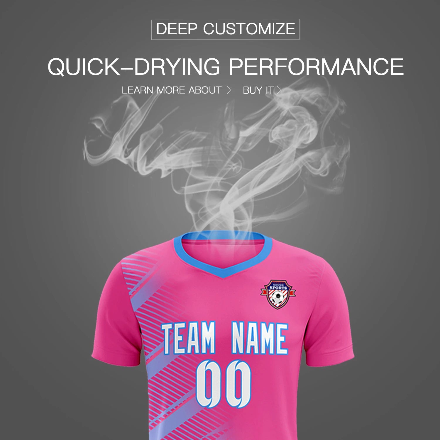 Custom Pink Powder Blue Casual Printing Sportswear Soccer Sets Jersey