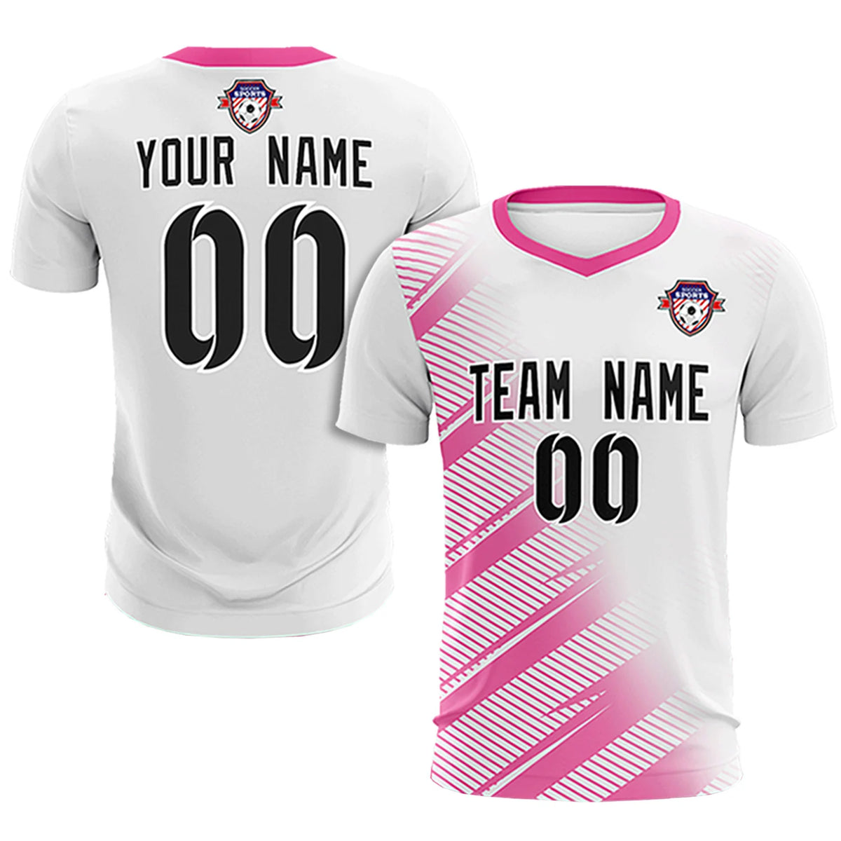 Custom White Pink Casual Printing Sportswear Soccer Sets Jersey