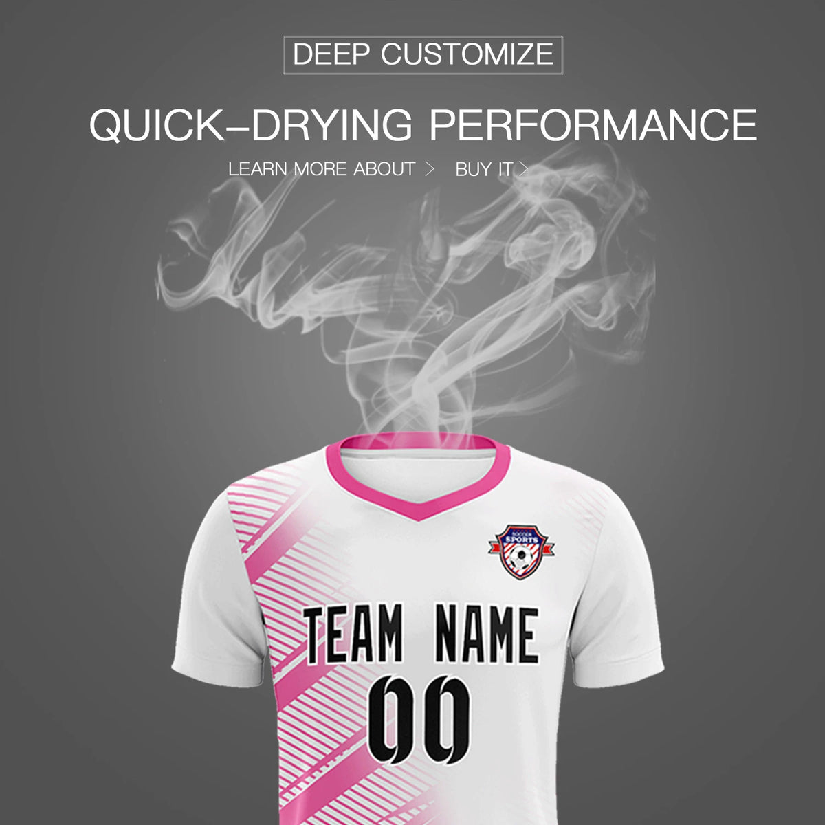 Custom White Pink Casual Printing Sportswear Soccer Sets Jersey