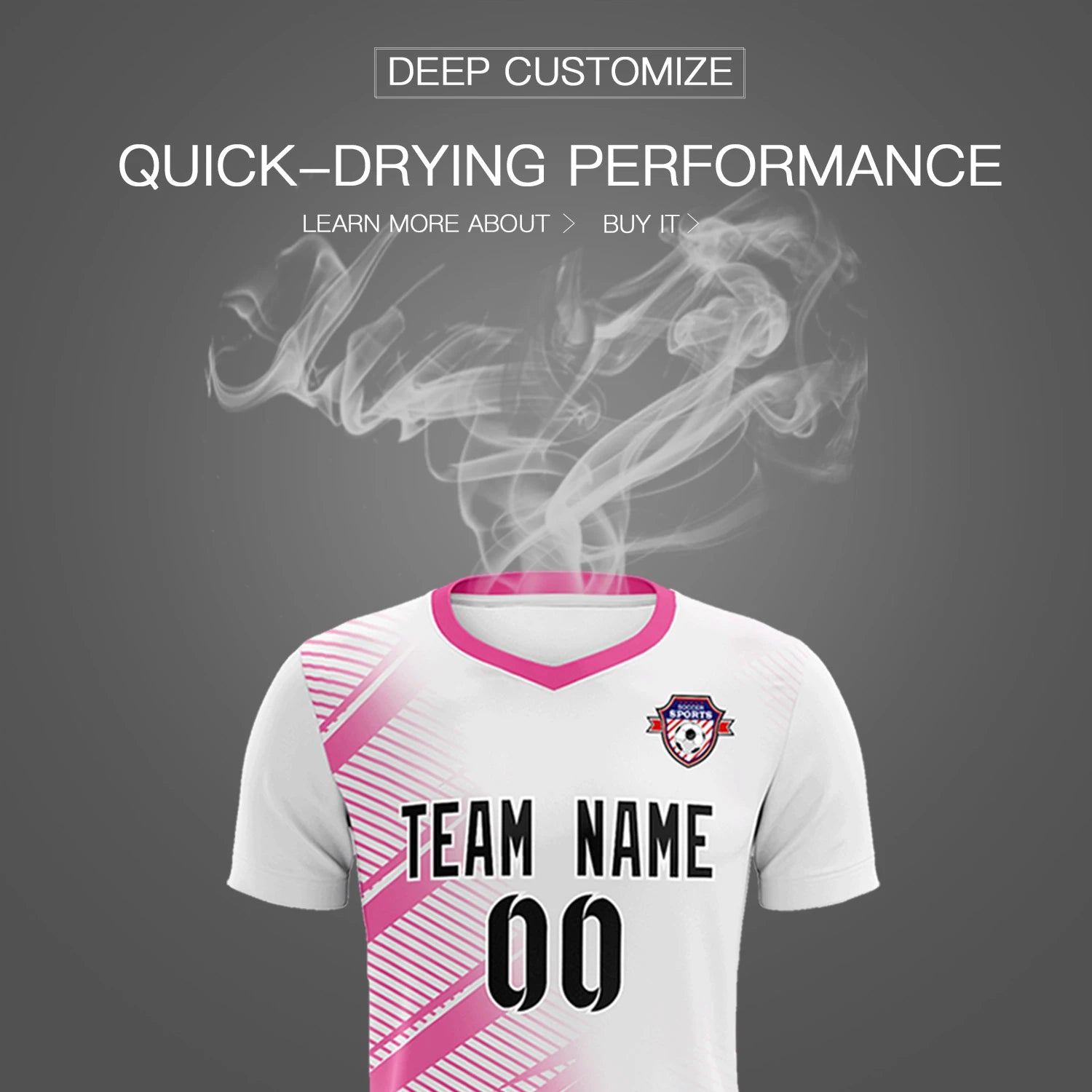 Custom White Pink Casual Printing Sportswear Soccer Sets Jersey