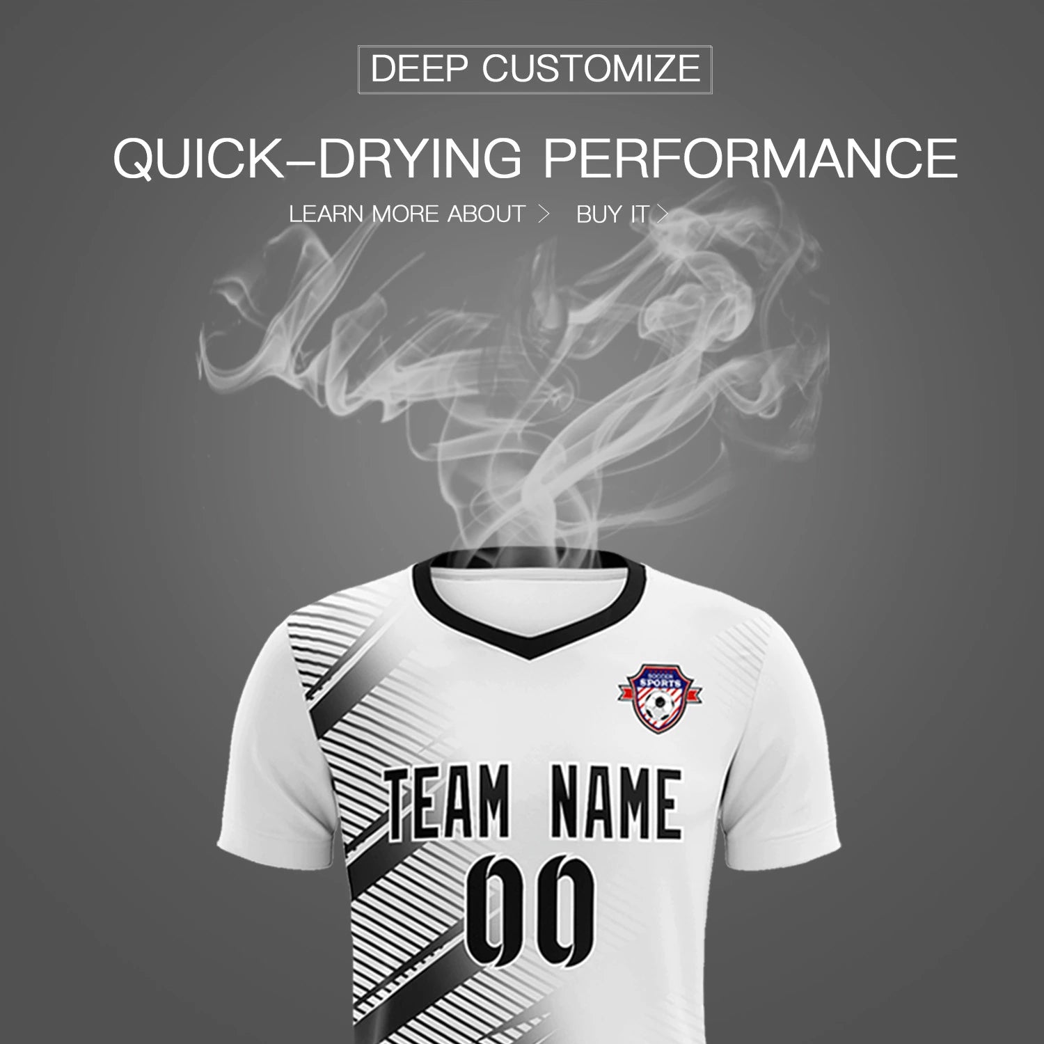 Custom White Black Casual Printing Sportswear Soccer Sets Jersey