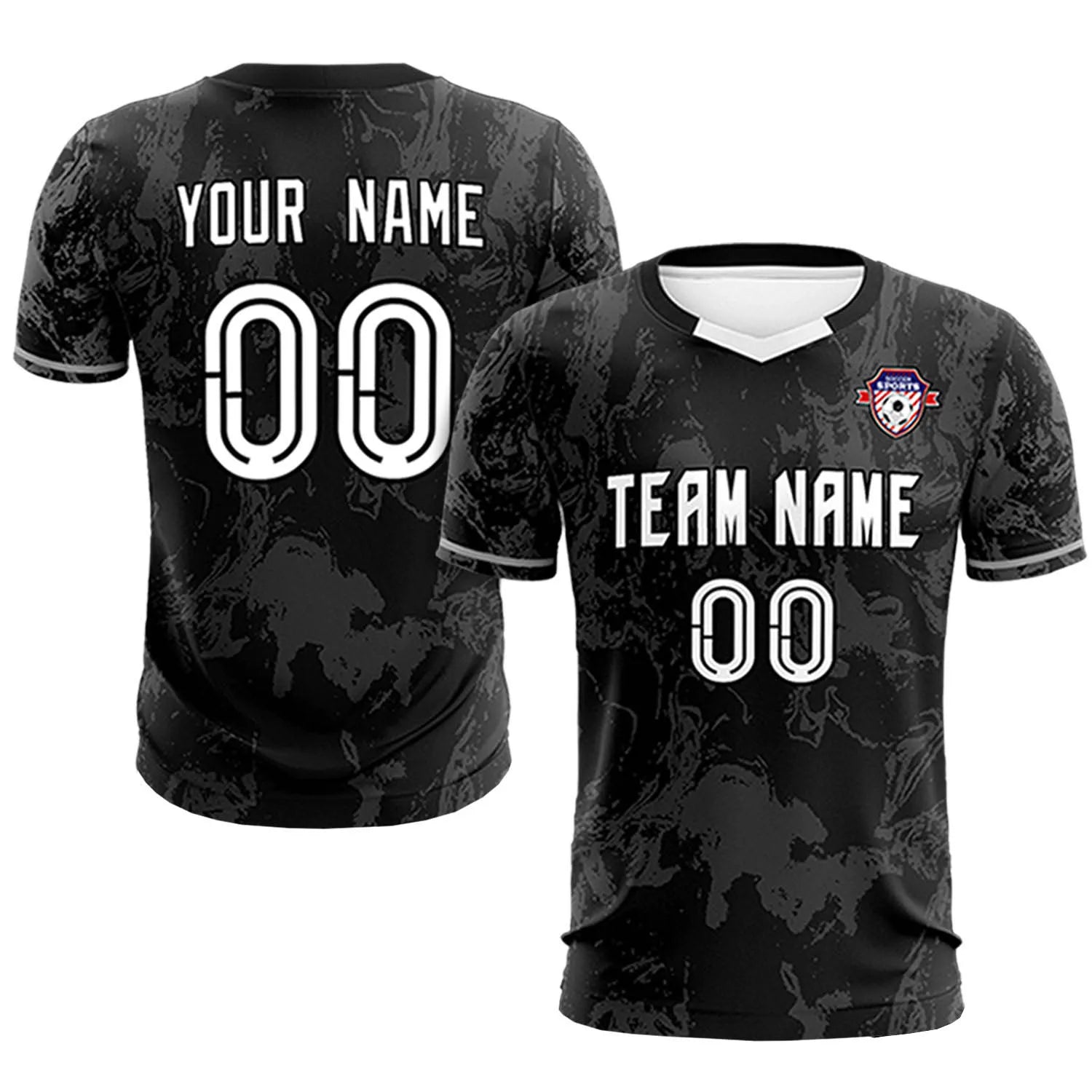 Custom Black White Training Uniform Soccer Sets Jersey