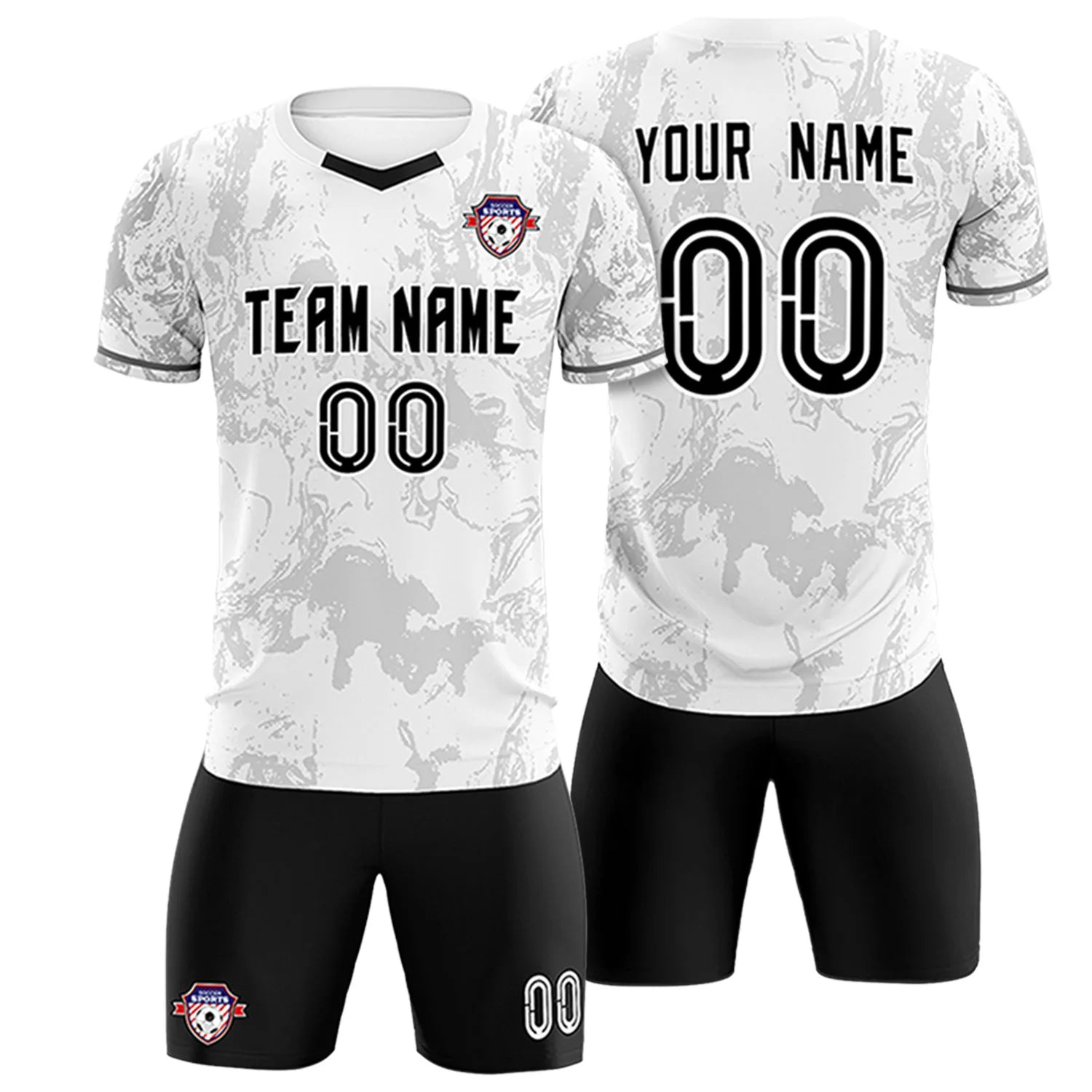 Custom White Gray Training Uniform Soccer Sets Jersey
