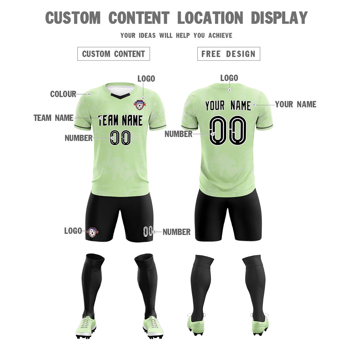 Custom Neon Green White Training Uniform Soccer Sets Jersey
