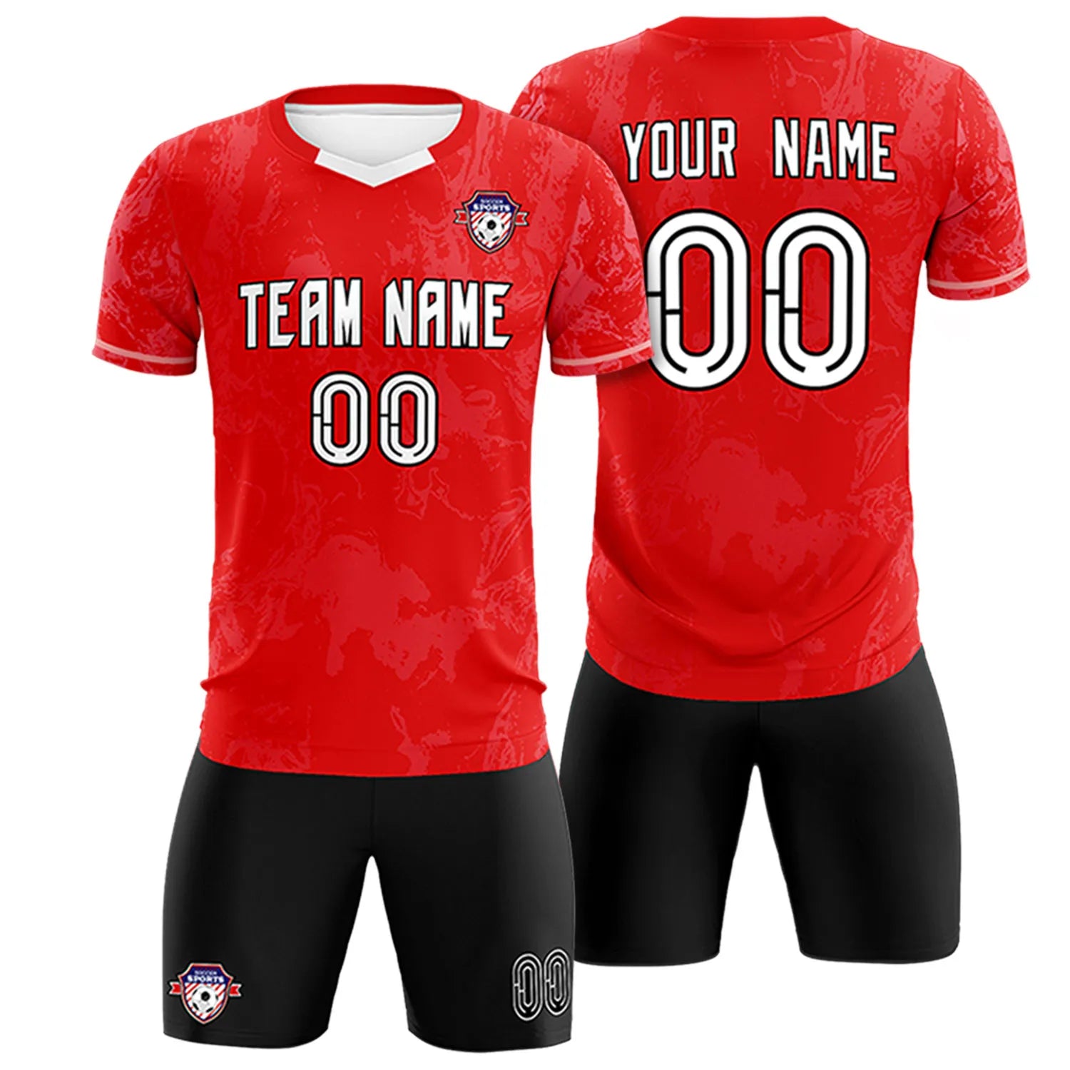 Custom Red Light Pink Training Uniform Soccer Sets Jersey