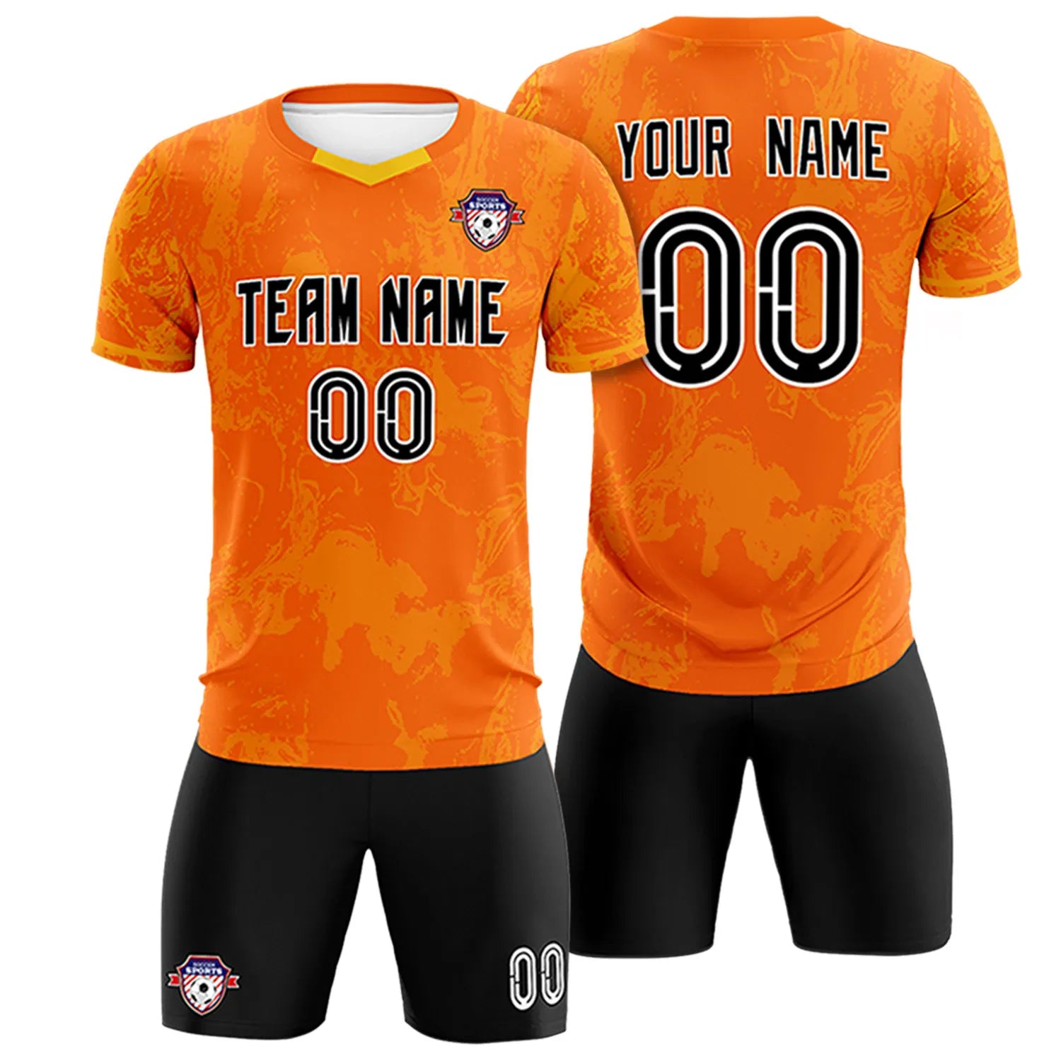 Custom Orange Yellow Training Uniform Soccer Sets Jersey