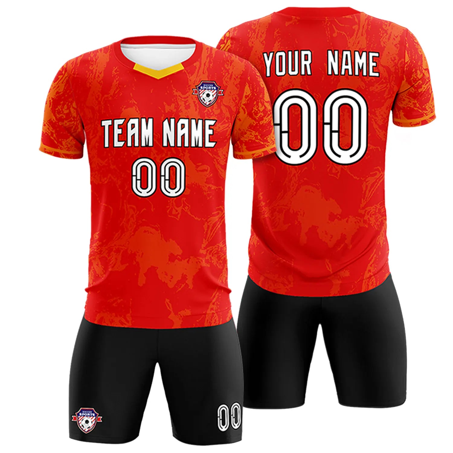 Custom Red Yellow Training Uniform Soccer Sets Jersey