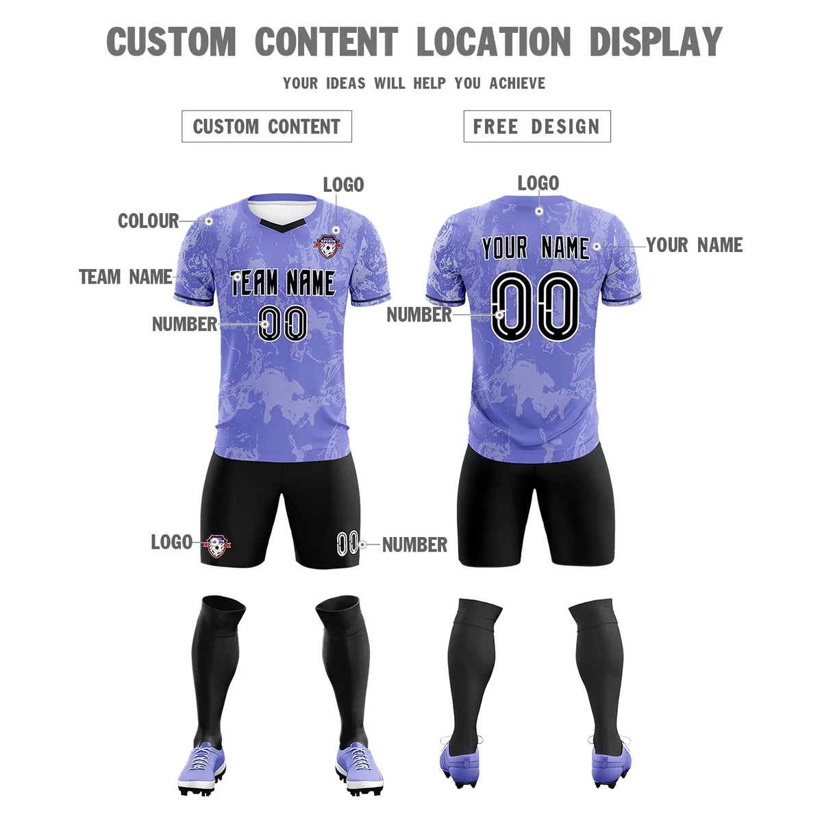 Custom Purple White Training Uniform Soccer Sets Jersey